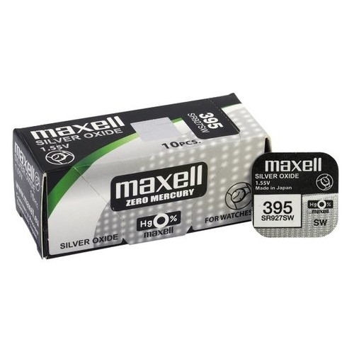 Батарейка срібно-цинкова Maxell 395 SR927SW (G7, 399), 1.55V, блістер фото №1