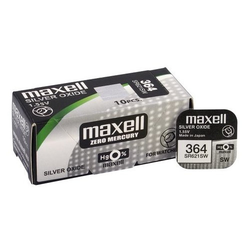 Батарейка срібно-цинкова Maxell 364 SR621SW (G1, AG1, 164), 1.55V, блістер фото №1