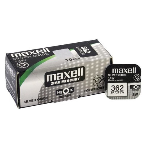 Батарейка срібно-цинкова Maxell 362 SR721SW (G11, AG11, LR58), 1.55V фото №1
