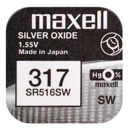 Батарейка срібно-цинкова Maxell 317 SR516SW, 1.55V, блістер 1шт фото №2