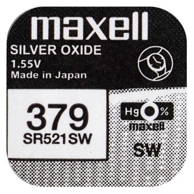 Батарейка срібно-цинкова Maxell 379 SR521SW (G0, LR63) 1.55V блістер Japan фото №1