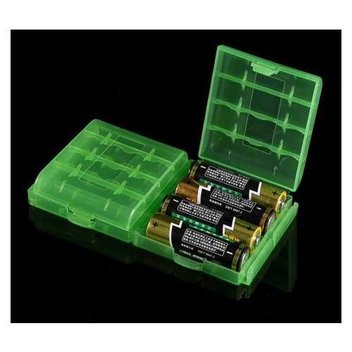 Контейнер/кейс/коробочка HQ-Tech HQ-2876 пластикова універсальна для елементів AA/AAA (4шт АА або 5шт AAA), прозоро-зелена фото №3
