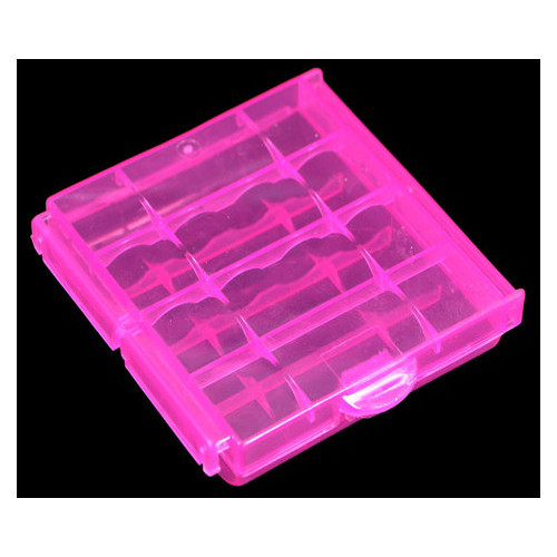 Контейнер/кейс/коробочка HQ-Tech HQ-2877 пластикова універсальна для елементів AA/AAA (4шт АА або 5шт AAA), прозоро-пурпурна фото №1