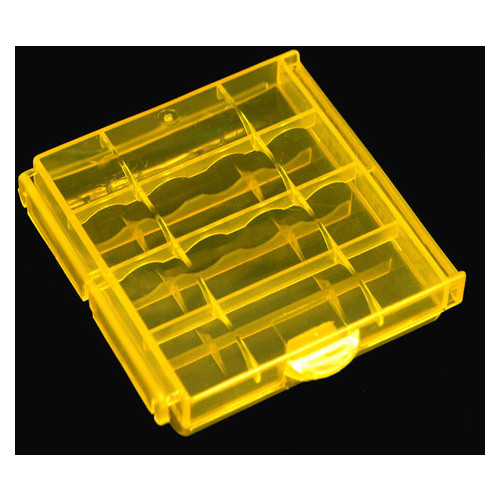 Контейнер/кейс/коробочка HQ-Tech HQ-2878 пластикова універсальна для елементів AA/AAA (4шт АА або 5шт AAA), прозоро-жовта фото №1