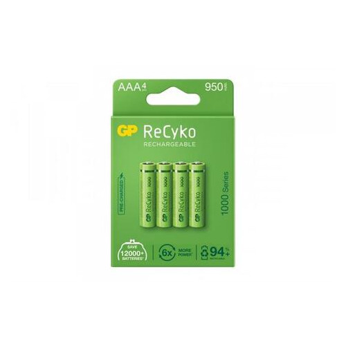 Акумулятори GP Recyko 1000 Series AAA/HR03 NI-MH 950mAh BL 4 шт. фото №1