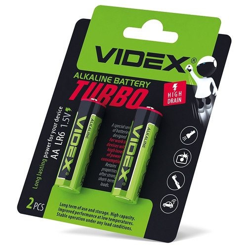 Батарейка VIDEX LR06/AA, Turbo, Blister/2pcs (24238) фото №1