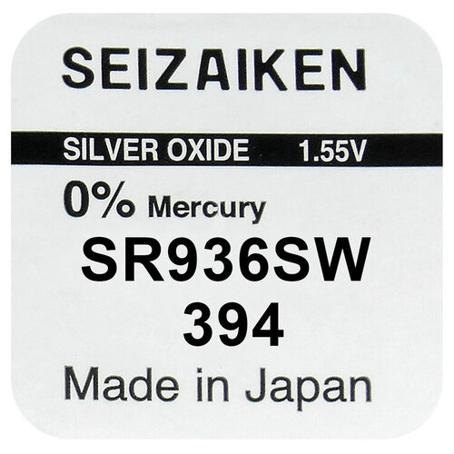 Батарейка срібно-цинкова Seiko 394 SR936SW (G9, 380, AG9), 1.55V, блістер фото №2