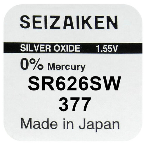 Батарейка годинникова срібно-цинкова Seiko 377 (SR626SW/SR66), 1.55V, блістер фото №2