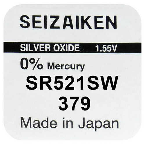 Батарейка срібно-цинкова Seiko 379 SR521SW (G0, LR63), 1.55V, блістер фото №2