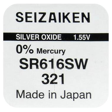 Батарейка годинникова срібно-цинкова Seizaiken (Seiko) 321 SR616SW, 1.55V, блістер фото №2
