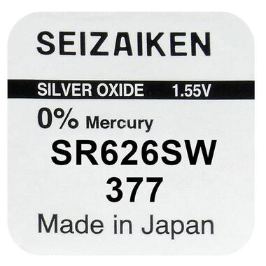 Батарейка срібно-цинкова Seiko 377 (SR626SW/SR66), 1.55V, блістер, Japan фото №1