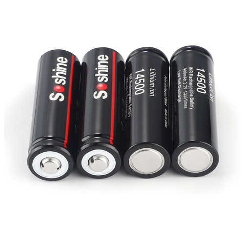 Акумулятор 14500/AA Li-Ion Soshine 14500-3.7-900 Button Top, 900mAh, 1.8A, 4.2/3.7/2.8V, Black фото №6