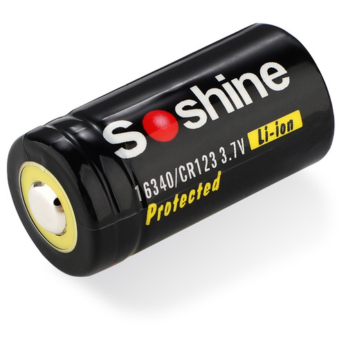 Акумулятор 16340/CR123 Li-Ion Soshine 16340P-3.7-700 Protected, 700mAh, 0.7A, 4.2/3.6/2.75V, Black фото №1