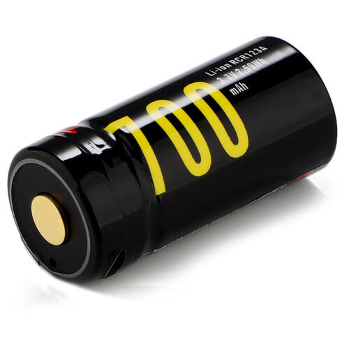 Акумулятор 16340/CR123 Li-Ion Soshine RCR123-3.7-700, 700mAh, 1A, 4.2/3.7/2.5V, Button Top, Black фото №1