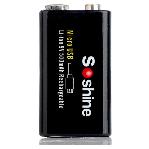 Акумулятор Soshine USBLi-7.4V-500, 6F22 (крона), зарядка microUSB, 7.4V, 500mAh, літій-полімерний (Li-Po), LED, Black фото №11