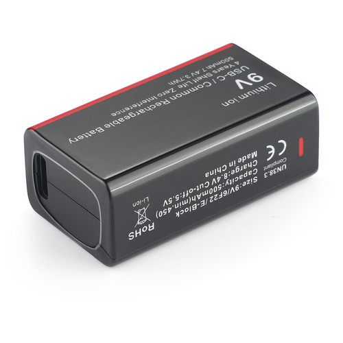 Акумулятор Soshine USBLi-7.4V-500, 6F22 (крона), зарядка microUSB, 7.4V, 500mAh, літій-полімерний (Li-Po), LED, Black фото №4