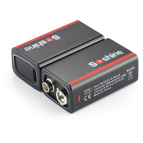 Акумулятор Soshine USBLi-7.4V-500, 6F22 (крона), зарядка microUSB, 7.4V, 500mAh, літій-полімерний (Li-Po), LED, Black фото №5