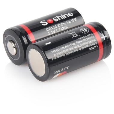 Акумулятор 16340/CR123 LiFePO4 (LFP) Soshine CR123-3.2-550, 550mAh, 1.5A, 3.6/3.2/2.0V, Button Top, Black фото №2