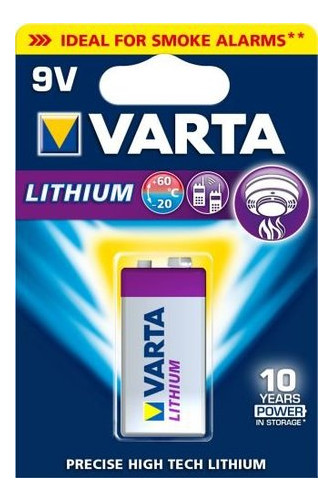 Літієва батарея Varta Lithium 6122, 6LR61 crown 9V, блістер фото №1