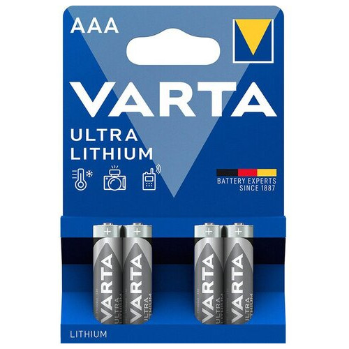 Літієва батарея Varta Ultra Lithium (6103) AAA, 1.5V, LiFeS2, блістер фото №1