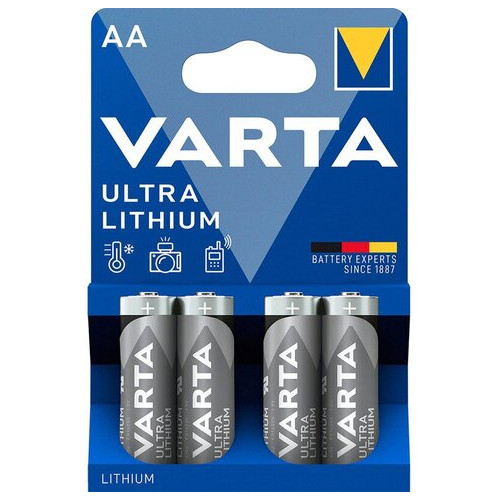 Літієва батарея Varta Ultra Lithium (6106) AA, 1.5V, LiFeS2, блістер фото №1