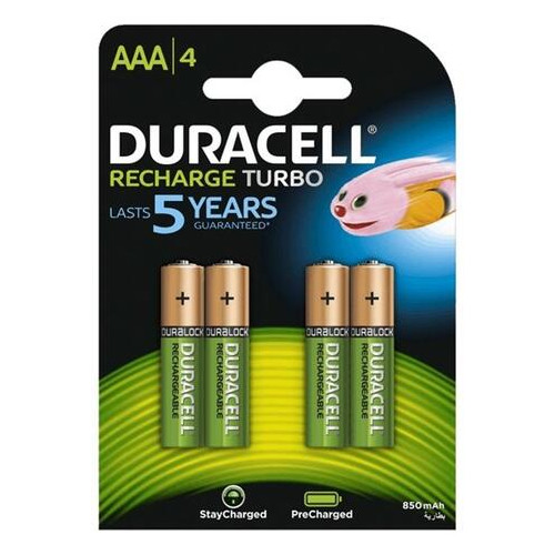 Акумулятор Duracell Recharge Turbo DX2400 LSD Ni-MH AAA/HR03 900 mAh BL 4шт. фото №1