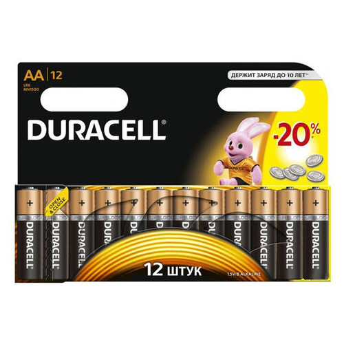 Батарейка Duracell AA LR-6 (1x12 шт блістер) фото №1