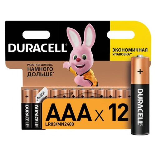 Щелочные батарейки Duracell AAA (LR03) MN2400 12 шт (5000394109254) фото №1