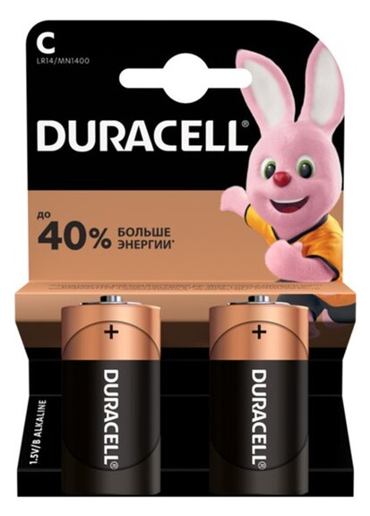Лужні батареї Duracell C (LR14) MN1400 2 шт (5000394052529) фото №2