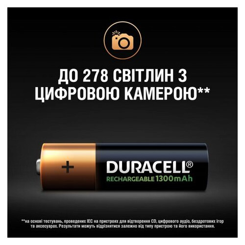 Акумулятор Duracell Recharge AA 1300 мА · год 4 шт (5000394044982) фото №8