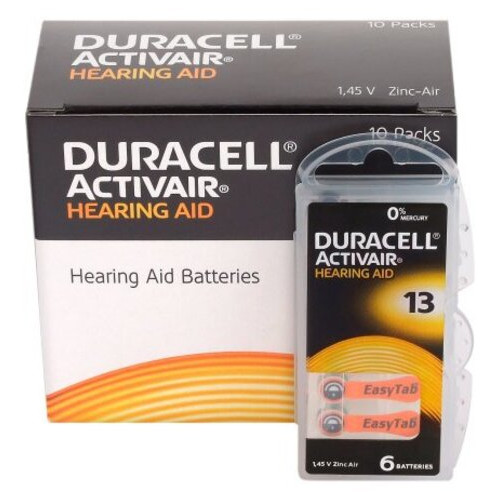 Батарейка Duracell Activair 13 для слухового апарату, 1.45V, блістер 6шт фото №2