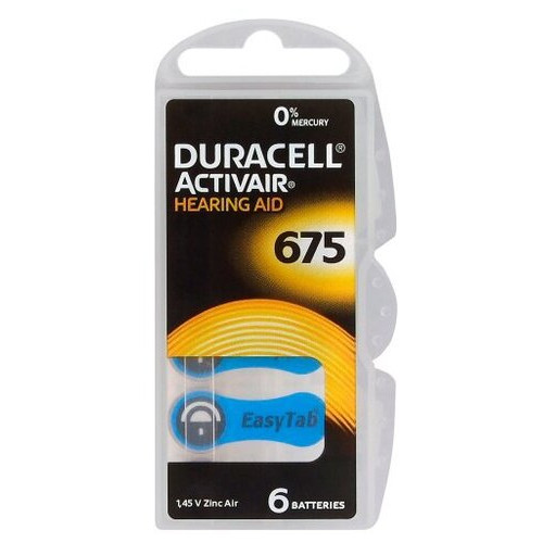 Батарейка Duracell Activair 675 для слухового апарату, 1.45V, блістер 6шт фото №1