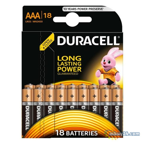 Батарейки алкалінові Duracell Basic AAA LR03 18 шт фото №1