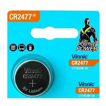 Батарейка літієва Vinnic CR2477, 3V, блістер 5шт розривний, ціна за штуку! фото №1