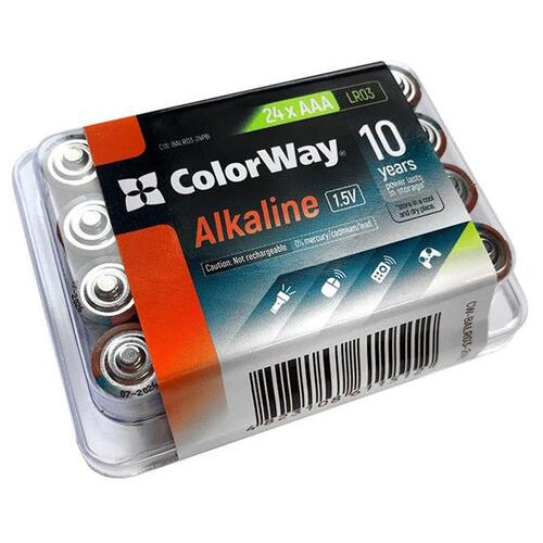 Батарейка ColorWay Alkaline Power AAA/LR03 Plactic Box 24 шт фото №1