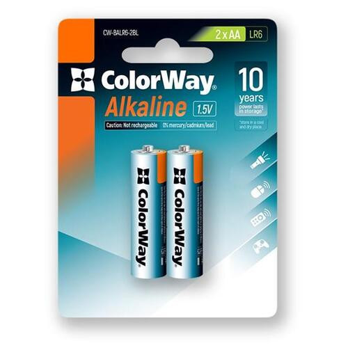 Батарейка ColorWay Alkaline Power AA/LR06 BL 2 шт фото №1