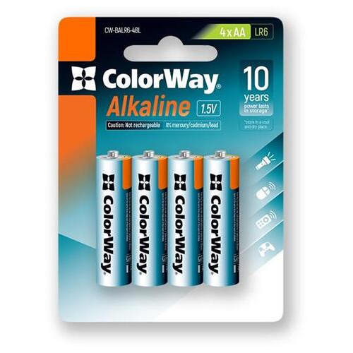 Батарейка ColorWay Alkaline Power AA/LR06 BL 4 шт фото №1