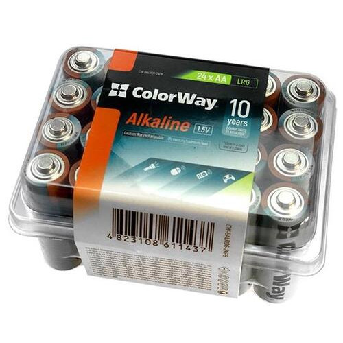 Батарейка ColorWay Alkaline Power AA/LR06 Plactic Box 24 шт фото №1