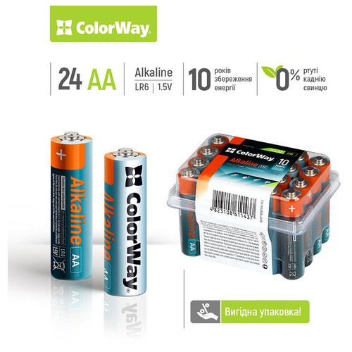 Батарейки СolorWay AА Alkaline Power, лужні BL (24шт.) (CW-BALR06-24PB) фото №2