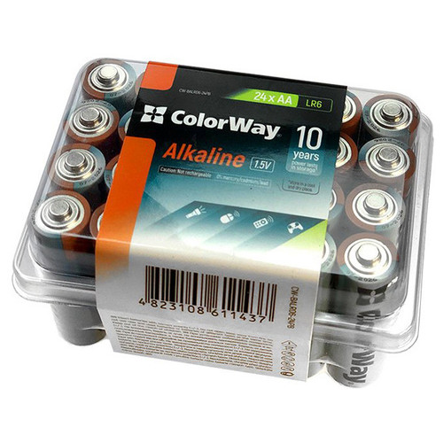 Батарейки СolorWay AА Alkaline Power, лужні BL (24шт.) (CW-BALR06-24PB) фото №1