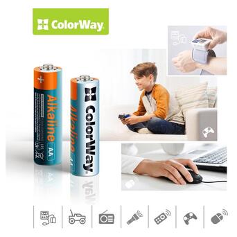 Батарейка ColorWay Alkaline Power AA/LR06 Color Box 40 шт фото №3