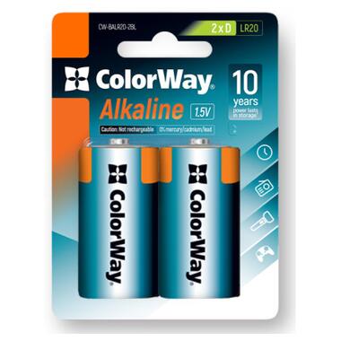 Батарейка ColorWay D LR20 Alkaline Power * 2 (CW-BALR20-2BL) фото №2