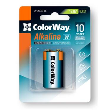 Батарейка ColorWay Крона 6LR61 9V Alkaline Power * 1 (CW-BA6LR61-1BL) фото №2