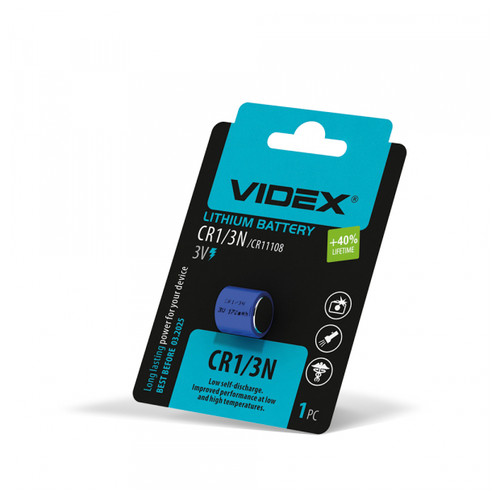 Батарейка літієва Videx CR1/3N 1шт BLISTER (CR1/3N 1pc) фото №1