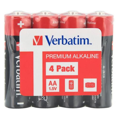 Батарейка Verbatim Alkaline AA/LR06 4шт фото №1
