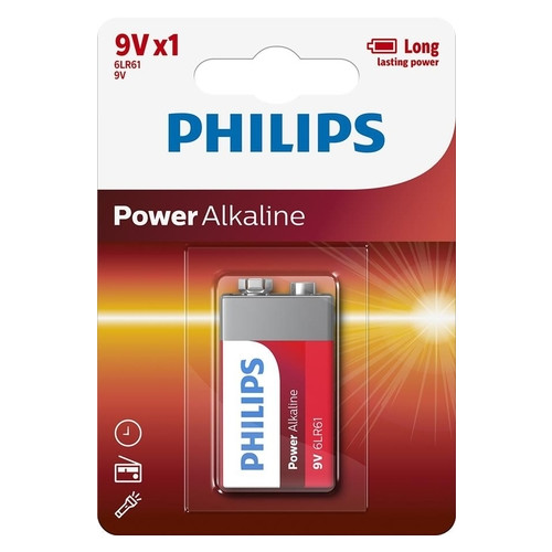 Батарейка Philips Power Alkaline 6LR61 BLI 1 фото №1