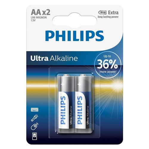 Батарейка Philips Ultra Alkaline AA BLI 2 фото №1