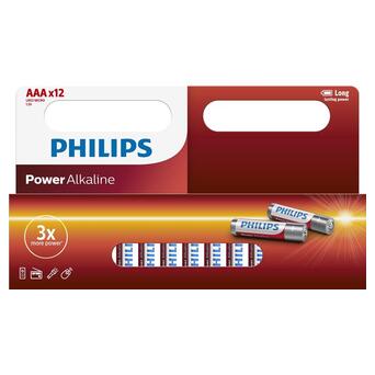 Батарейка Philips Power Alkaline AAA лужна блістер 12 шт (LR03P12W/10) фото №1