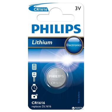 Батарейка Philips CR1616 - 3.0V coin 1-blister (16.0 x 1.6) - Lithium (CR1616/00B) фото №1