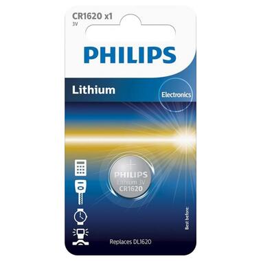 Батарейка Philips CR1620 - 3.0V coin 1-blister (16.0x 2.0) - Lithium (CR1620/00B) фото №1